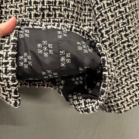 Pendleton Blazer Womens 22W Silk Tweed Leather Trim Black White Lined Jacket - Picture 5 of 10